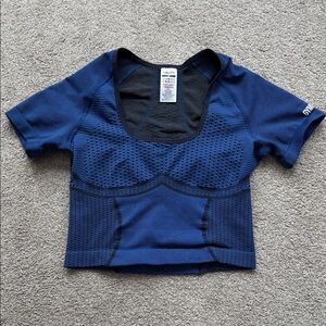 Gymshark Women's Blue Textured Crop Top